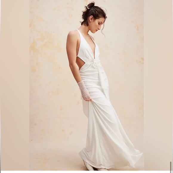 Ronny Kobo X Free People White Backless Gown Small - Picture 1 of 14